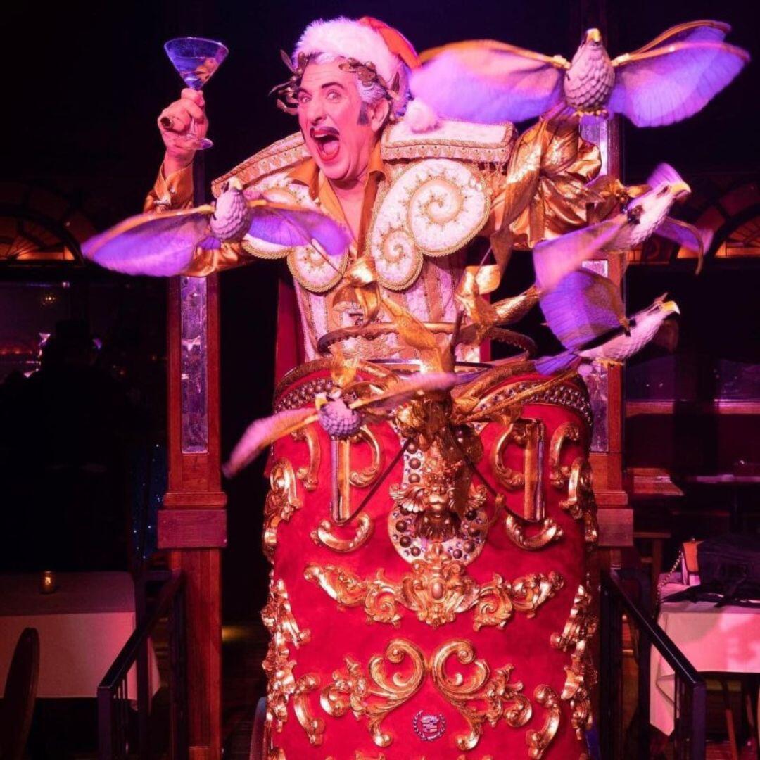 Frank Ferrante posing backstage, in theater makeup