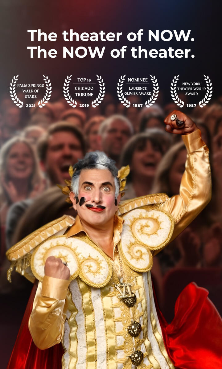 Frank Ferrante in theatrical costume with crowd background